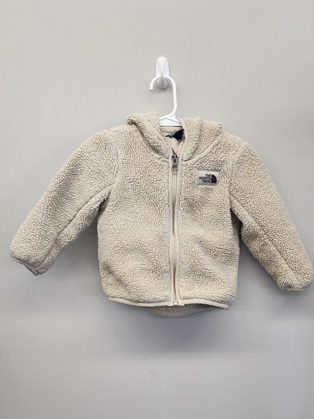 The North Face Baby 12-18M Cream Sherpa Fleece Hooded Jacket